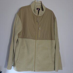 Chaps Men's Beige Full Zip Fleece Drawcord Hem‎ Pockets Warm Jacket Size XL